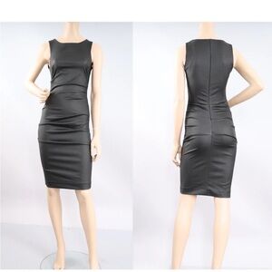 Keti Vani Raquel Black Dress with Side Pleat Size L Coated Black